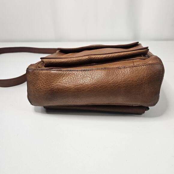 Fossil Ryder Satchel Purse Leather Handbag Crossbody Pebbled Classic Brown - Picture 5 of 16